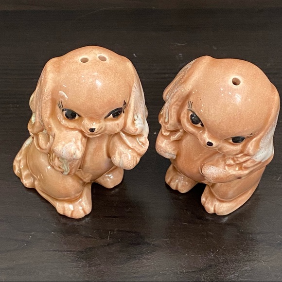Vintage Cocker Spaniel Kitsch Dog Ceramic Salt & Pepper Shaker Set - Picture 3 of 12